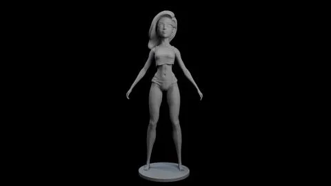 Female Anime 3D Model (Basemesh) - FlippedNormals
