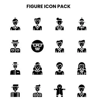 Figure Glyph Bundle Icons Pack Stock Illustration
