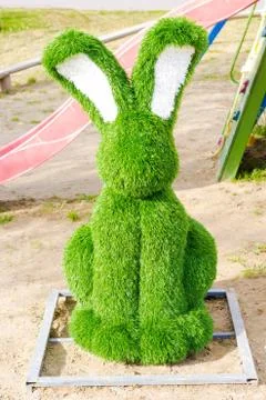 The figure of a hare is made of grass Stock Photos