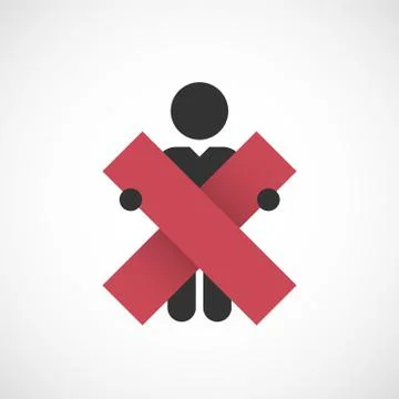 Figure holding in hands symbol wrong mark Stock Illustration