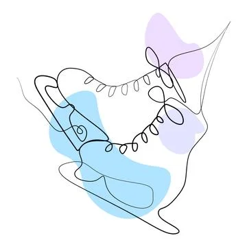 Figure Ice skate in continuous line art drawing style with Color Abstract s.. Stock Illustration