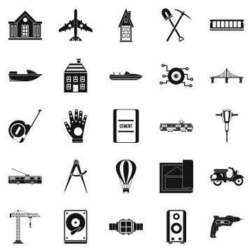 Figure icons set, simple style Stock Illustration
