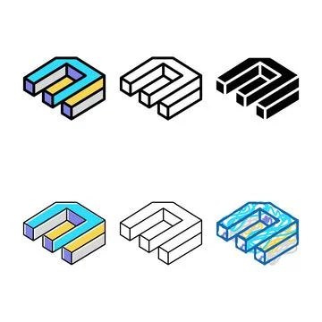 Figure impossible geometric shape concepts color icon vector Illustrazione stock