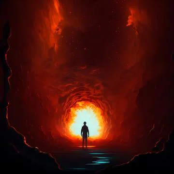 The figure of a man on the background of a flame Stock Illustration