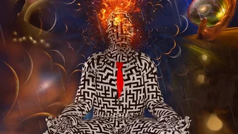 Figure of man with maze pattern Stock Footage 164684691