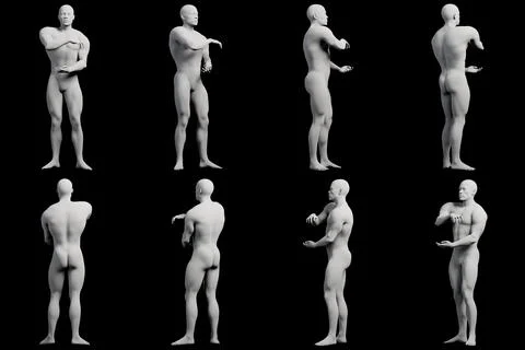 Figure model arm stretch multi-angle studio shot Stock Illustration