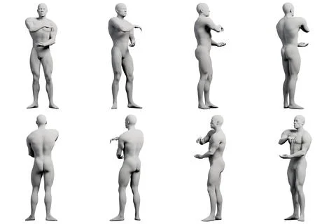 Figure model arm stretch multi-angle studio shot Stock Illustration