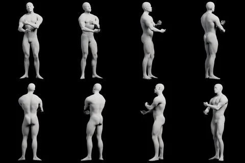 Figure model arm stretching multi-view collage Stock-Illustration