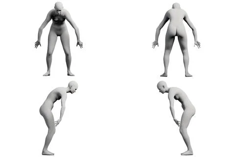 Figure model bending in studio Stock Illustration