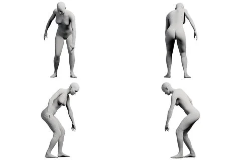Figure model bending in white studio Stock Illustration