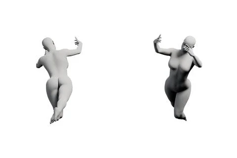 Figure model in confident gestures against white studio backdrop Stock Illustration