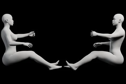 Figure model in confident gestures, multiview collage Stock Illustration
