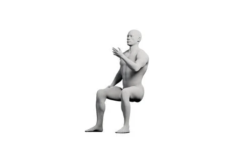 Figure model in contemplative pose, right back three-quarter view Stock Illustration