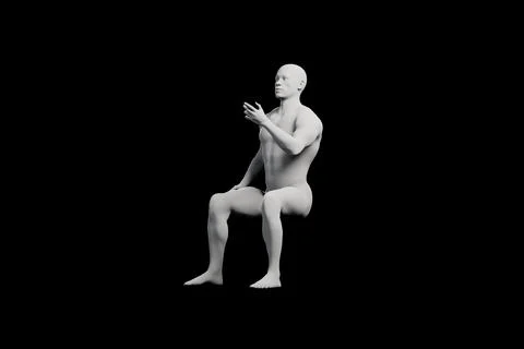 Figure model in contemplative pose, right back three-quarter view Stock Illustration