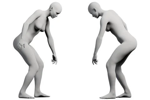 Figure model crouching multiview collage イラスト素材