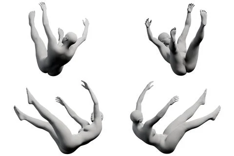 Figure model diving in studio Stock Illustration