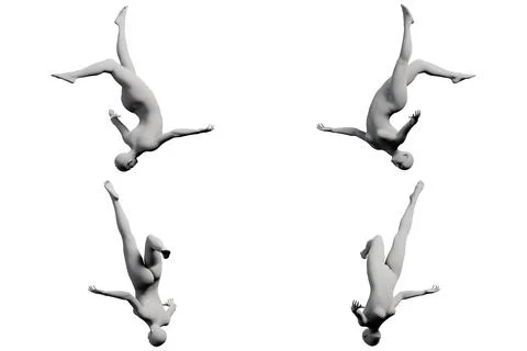 Figure model diving in white studio Stock Illustration