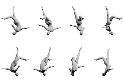 Figure model diving in white studio Stock Illustration