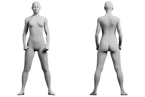 Figure model front and back in studio Stock Illustration