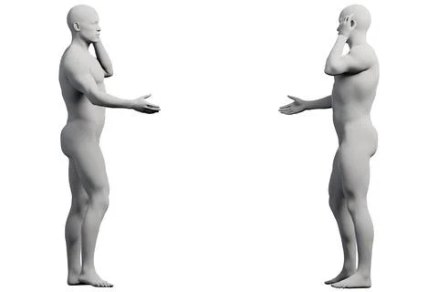 Figure model gesturing confidently in a white studio Stock Illustration