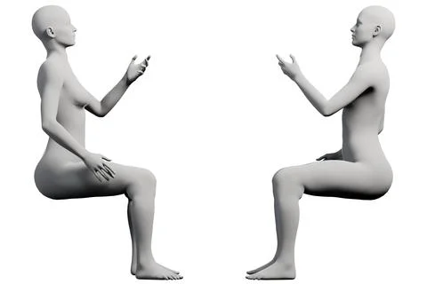Figure model gesturing confidently in a white studio Stock Illustration