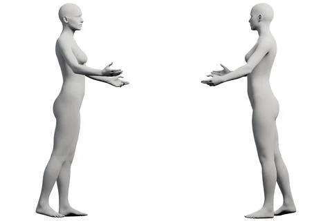 Figure model gesturing confidently in a white studio Stock Illustration