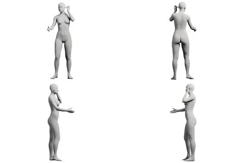 Figure model gesturing confidently in a white studio Stock Illustration