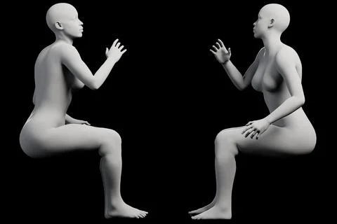 Figure model in gesturing pose, black studio Stock Illustration