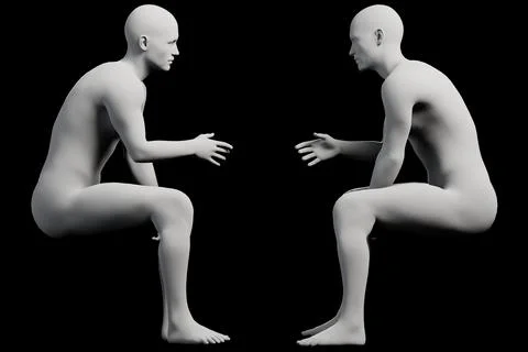 Figure model in gesturing pose, black studio Stock Illustration