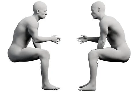 Figure model in gesturing pose, white studio Illustrazione stock