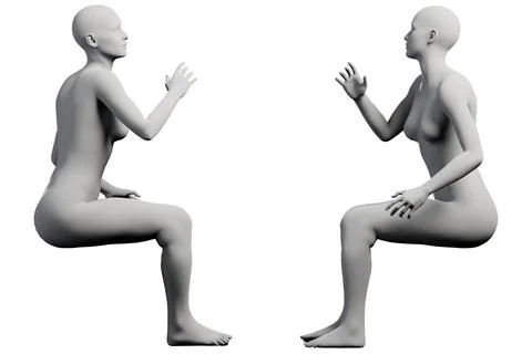 Figure model in gesturing pose, white studio Illustrazione stock