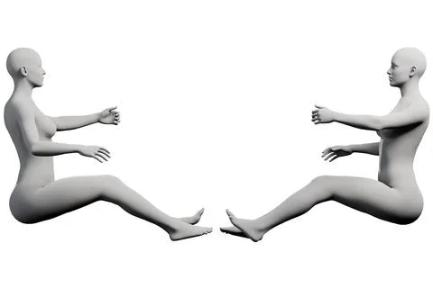 Figure model gesturing in white studio grid Stock Illustration