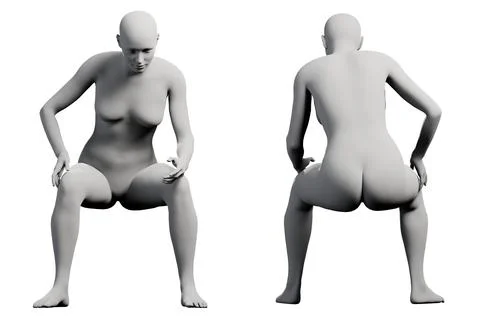 Figure model in hand-on-hip pose against white studio backdrop Stock Illustration