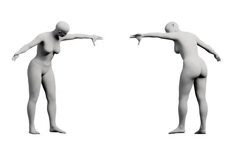Figure model reaching confidently in white studio Stock Illustration