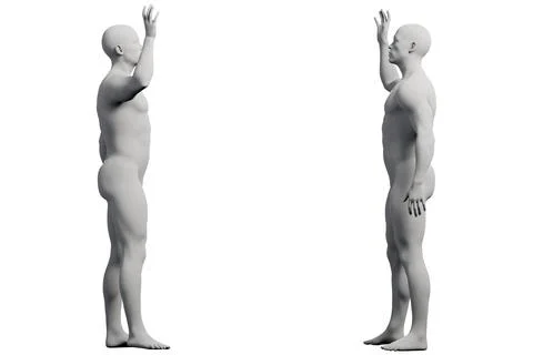 Figure model reaching confidently in white studio Stock Illustration