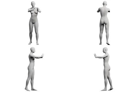 Figure model reaching confidently in white studio Stock Illustration