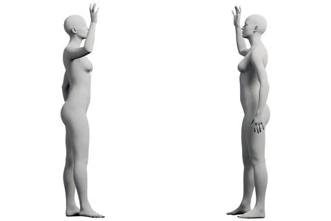Figure model reaching confidently in white studio Stock Illustration