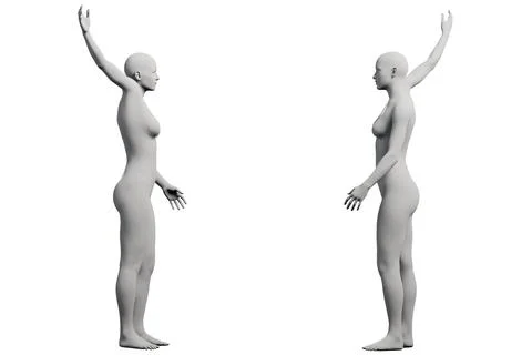 Figure model reaching confidently in white studio Stock Illustration