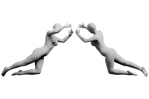 Figure model reaching front and back views Stock Illustration