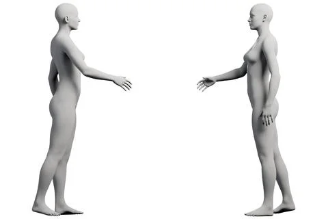 Figure model reaching out in a confident stance against a black Stock Illustration