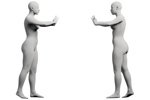 Figure model reaching out in studio Stock Illustration