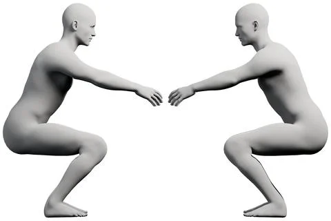 Figure model reaching out in a white studio Stock Illustration