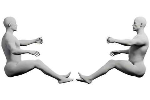 Figure model reaching out in white studio Stock Illustration