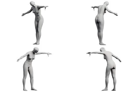 Figure model reaching in white studio Stock Illustration