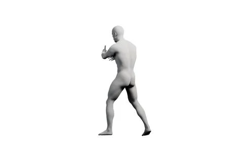Figure model in right back three-quarter view against matte black Stock Illustration