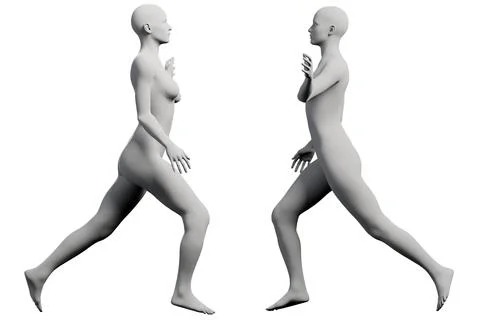 Figure model running in studio collage Stock Illustration