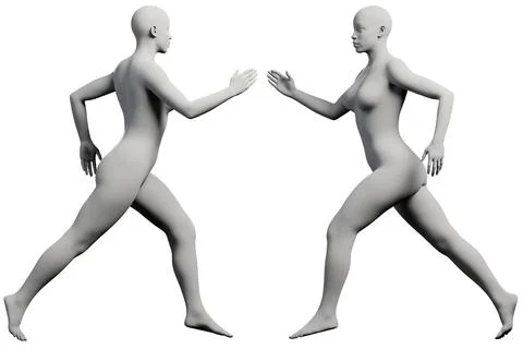 Figure model running in studio grid Stock Illustration