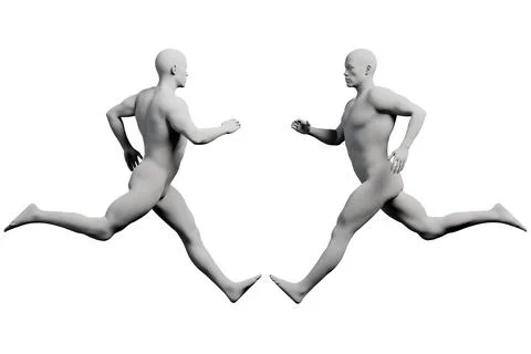 Figure model running in studio grid Stock Illustration