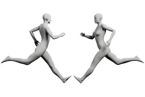 Figure model running in white studio Stock Illustration