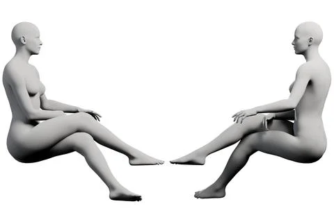 Figure model sitting in a grid collage Stock Illustration